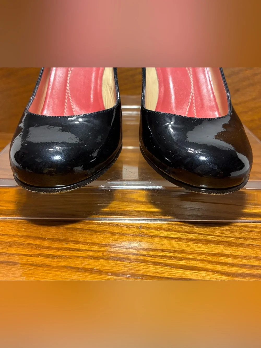 Kate Spade ITALY MADE Black Patent Leather Block Heel Pumps Size 6